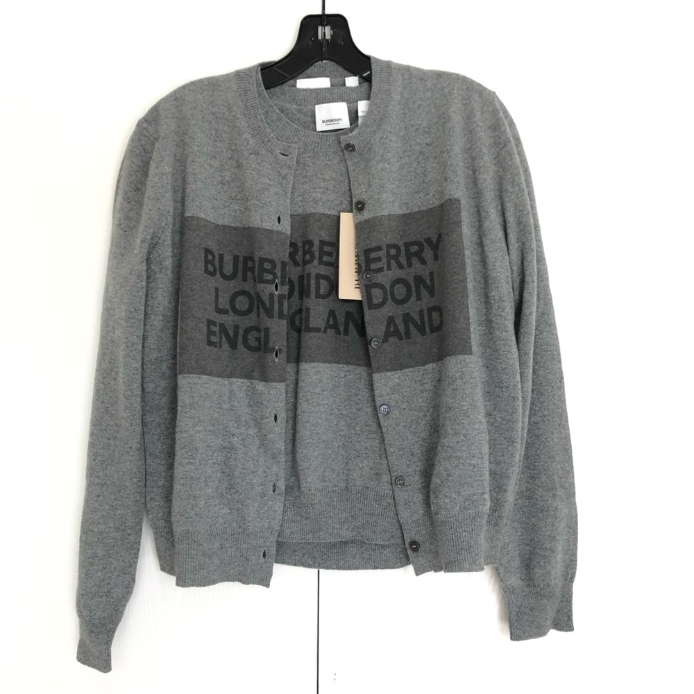 Burberry London knit cardigan and knit short sleeves tee set Grey medium